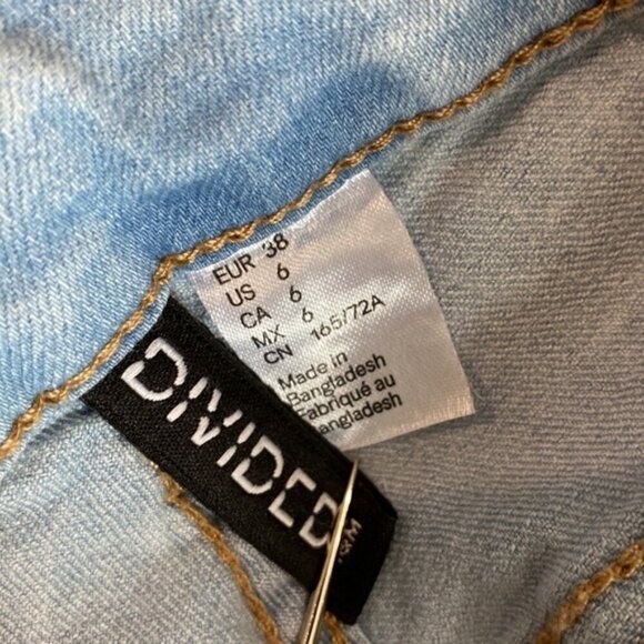 H&M Flared High Rise Distressed Light Blue Jeans Size 6 - Picture 13 of 16